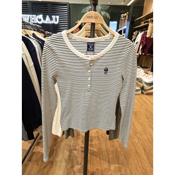 韓國直送 WHO.A.U - Steve Ribbed Henry Neck T-shirt[B]