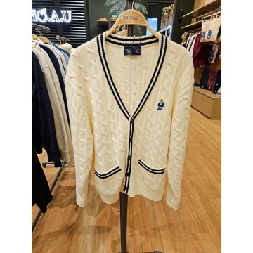 韓國直送 WHO.A.U - Steve V-neck Tilden Cable Cardigan