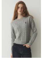 韓國直送 WHO.A.U -  Steve Cable R-neck Pull over (MELANGE GRAY)