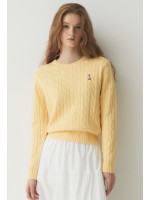 韓國直送 WHO.A.U -  Steve Cable R-neck Pull over (YELLOW)