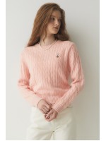 韓國直送 WHO.A.U -  Steve Cable R-neck Pull over (PINK)