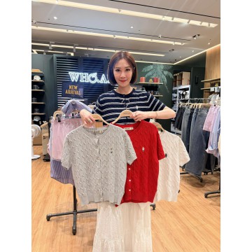 LAU405 韓國直送 WHOAU - Steve R-neck Cable ShortSleeve Cardigan