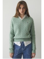 韓國直送 WHO.A.U -  Steve Cable V-Neck Pull over (MINT)