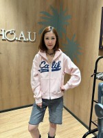 韓國直送 WHO.A.U - Patch Crop Hood Zip-up(Brushed) (PINK)