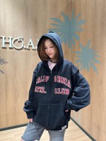 韓國直送 WHO.A.U -  Signature Patch Hood Zip-up(Brushed) (BLACK)