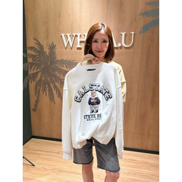 韓國直送 WHO.A.U -  Steve Patch Sweatshirt (IVORY)