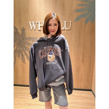 韓國直送 WHO.A.U -  Steve Campus Hoodie (CHARCOAL)