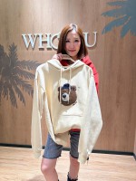 韓國直送 WHO.A.U -  Steve Boucle Patch Hoodie (YELLOW)