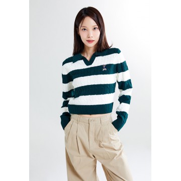 韓國直送 SPAO - (Woody) Cable Half Open Sweater (HUNTER)