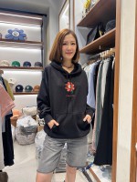 韓國直送 WACKY WILLY - Flory Embroidery Hood Black