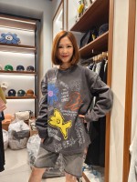 韓國直送 WACKY WILLY - Logo Graphic Long Sleeve T-Shirt Charcoal