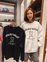 韓國直送 WACKY WILLY - Logo Typography Graphic Man To Man Black