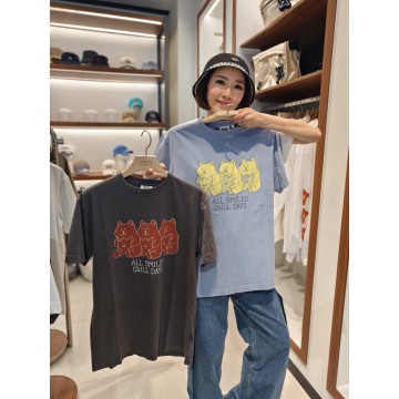 韓國直送 WACKY WILLY _Kiki and Bear Print Dyed Short Sleeve T-Shirt