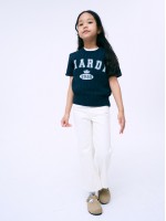 韓國MARDIMERCREDI - KIDS CABLE KNIT HALF SLEEVE VINTAGE PRINT_NAVY IVORY
