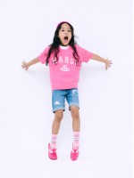 韓國MARDIMERCREDI - KIDS CABLE KNIT HALF SLEEVE VINTAGE PRINT_PEONY IVORY