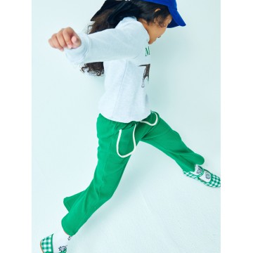 韓國MARDIMERCREDI - KIDS WAFFLE FLARE PANTS_GREEN WHITE