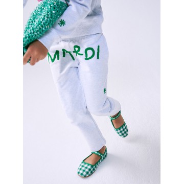 韓國MARDIMERCREDI - KIDS SWEAT PANTS DRAWING LOGO_HEATHER GREEN