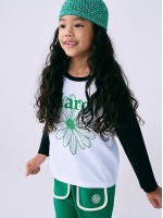 韓國MARDIMERCREDI - KIDS TSHIRT RAGLAN FLOWERMARDI_BLACK GREEN