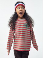 韓國MARDIMERCREDI - KIDS TSHIRT LONG SLEEVE STRIPE_KHAKI GREEN