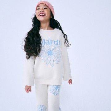 韓國MARDIMERCREDI - KIDS JACQUARD KNIT FLOWERMARDI_IVORY SKY