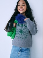 韓國MARDIMERCREDI - KIDS JACQUARD KNIT FLOWERMARDI_GREY GREEN