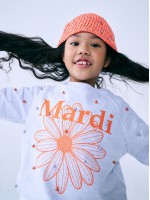 韓國MARDIMERCREDI - KIDS SWEATSHIRT FLOWERMARDI PEARL EMBELLISHED_HEATHER ORANGE