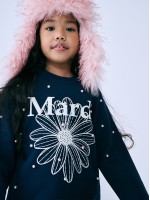 韓國MARDIMERCREDI - KIDS SWEATSHIRT FLOWERMARDI PEARL EMBELLISHED_NAVY IVORY