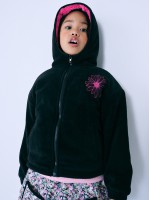 韓國MARDIMERCREDI - KIDS FLEECE HOODY ZIPUP DOUBLE FACE_BLACK FUSHIA