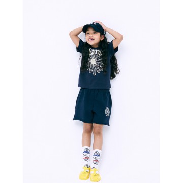 韓國MARDIMERCREDI - KIDS TSHIRT FLOWERMARDI_NAVY CREAM