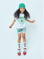 韓國MARDIMERCREDI - KIDS TSHIRT FLOWERMARDI_WHITE GREEN