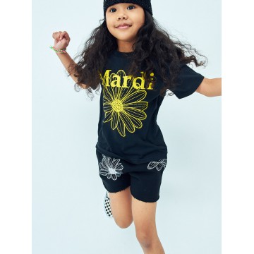 韓國MARDIMERCREDI - KIDS TSHIRT FLOWERMARDI_BLACK YELLOW