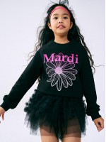 韓國MARDIMERCREDI - KIDS SWEATSHIRT FLOWERMARDI GRADATION_BLACK PINK