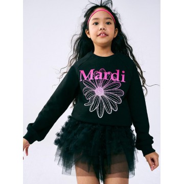 韓國MARDIMERCREDI - KIDS SWEATSHIRT FLOWERMARDI GRADATION_BLACK PINK