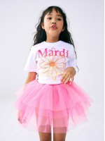 韓國MARDIMERCREDI - KIDS TSHIRT FLOWERMARDI GRADATION_WHITE PINK