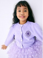 韓國MARDIMERCREDI - KIDS TERRY CARDIGAN PUFF SLEEVE_LAVENDER PURPLE