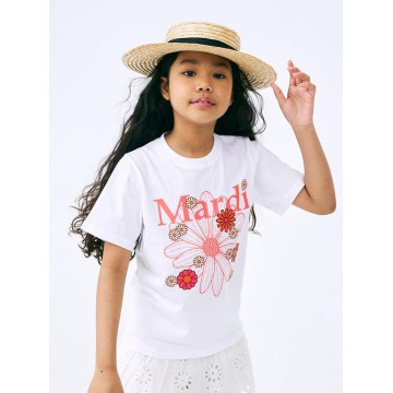 韓國MARDIMERCREDI - KIDS TSHIRT FLOWERMARDI BLOSSOM_WHITE CORAL