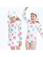 韓國NEW BALANCE - Flower Pattern One Piece Rash Guard Set (Ivory)