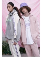韓國 NERDY - Jacquard Logo Tape Hoodie Zip-up Pink