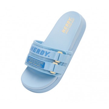 韓國 NERDY - Webbing Platform Slide Sky Blue
