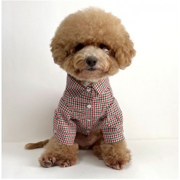 韓國HONEY DOG – 格子襯衫 (紅色)♡寵物衫