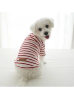 韓國HONEY DOG – 間條衣服 (紅色)♡寵物衫