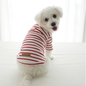 韓國HONEY DOG – 間條衣服 (紅色)♡寵物衫