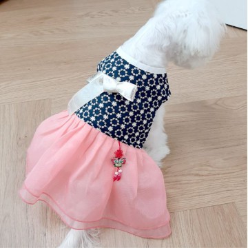 韓國HONEY DOG – 女仔蝴蝶韓服 (粉紅色)♡寵物衫