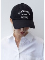 韓國ITER - EMBROIDERY SLOGAN COTTON BALL CAP_BLACK