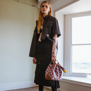 ROSA.K MELROSE MONOGRAM DRAWSTRING CAMEL
