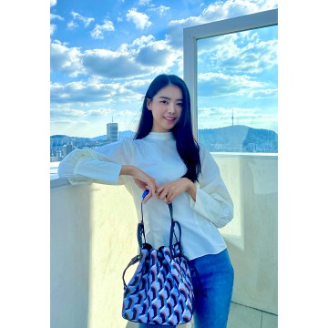 ROSA.K MELROSE MONOGRAM DRAWSTRING SKY BLUE