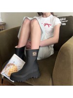 韓國Rockfish Weatherwear - [X SINOON] FLATFORM RAIN BOOTS MIDDLE - BLACK