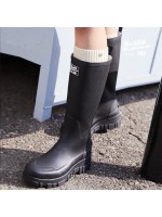 韓國Rockfish Weatherwear - FLATFORM RAIN BOOTS LONG - BLACK