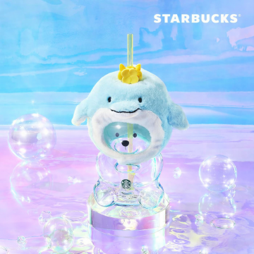 韓國 STARBUCKS  濟州島限定 - 海豚 Bearista 玻璃冷飲杯 591ml
