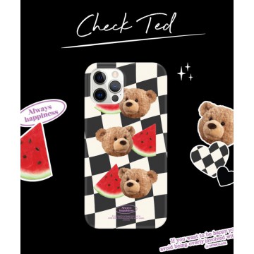 Momo Case – 481 CHECK TED (BLACK) HARD CASE ♡韓國文創